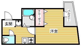 シュープリーム(1K/2階)の間取り写真
