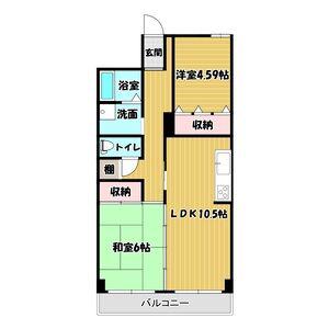 グランシャリオ89 A(2LDK/3階)の間取り写真