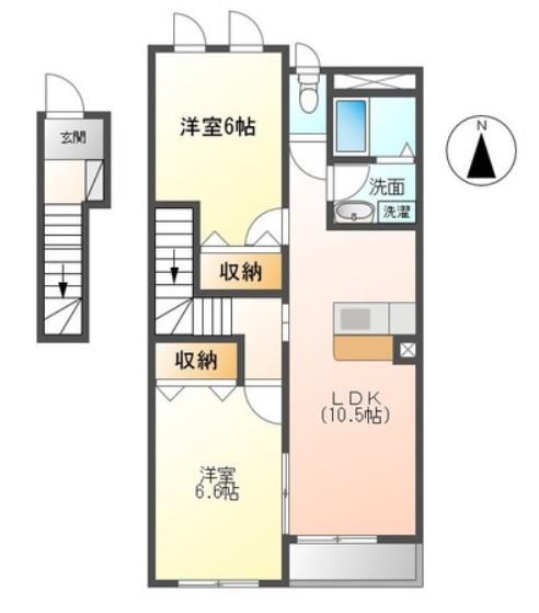 カームオータム南古谷(2LDK/2階)の間取り写真