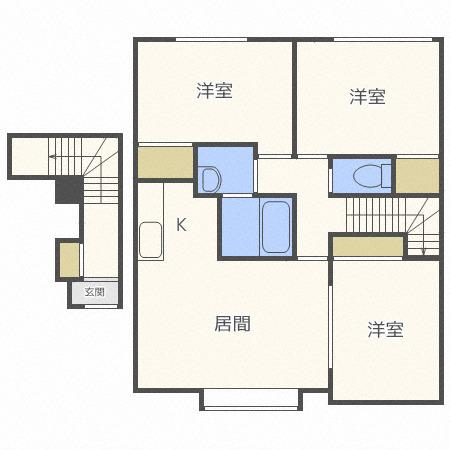 リバーフィールド伏古A(3LDK/2階)の間取り写真