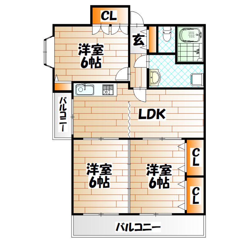 シャルム田町(3LDK/9階)の間取り写真
