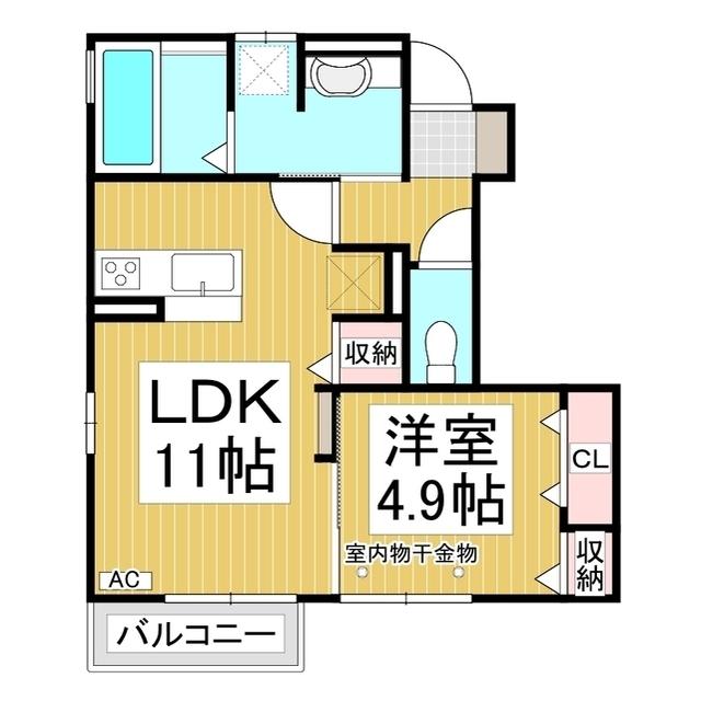 ウィークス&コリーヌ ウィークス(1LDK/1階)の間取り写真