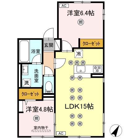 JR豊肥本線 東海学園前駅 徒歩31分 2階建 築38年(2LDK/2階)の間取り写真