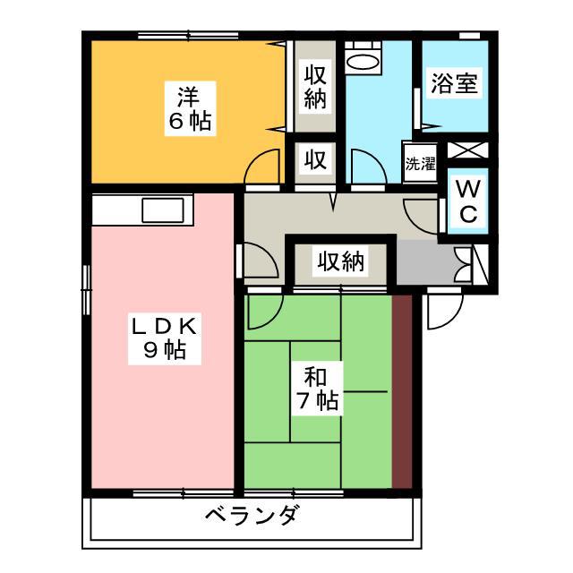 ロビンソシアA(2LDK/1階)の間取り写真