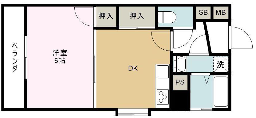 有田ビル(1DK/2階)の間取り写真