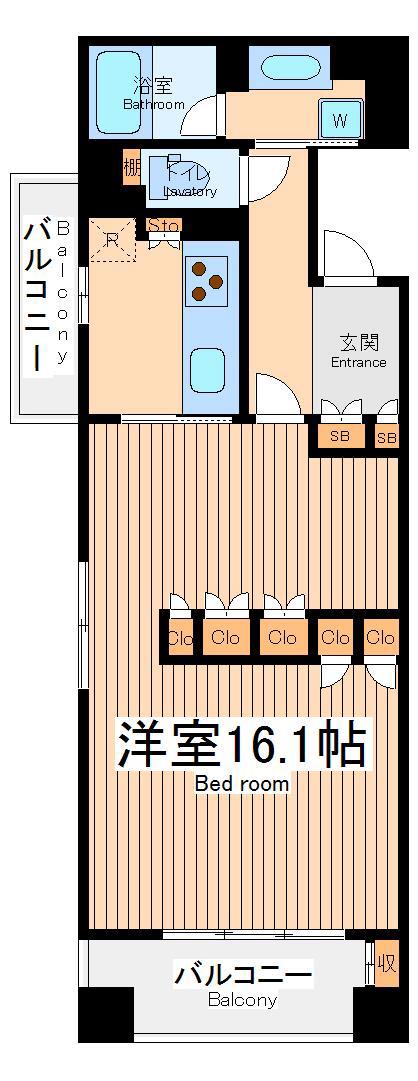 クリオ立川弐番館(1K/5階)の間取り写真