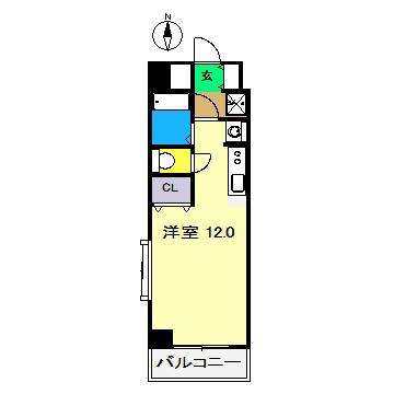 フィットハイム青柳(ワンルーム/2階)の間取り写真