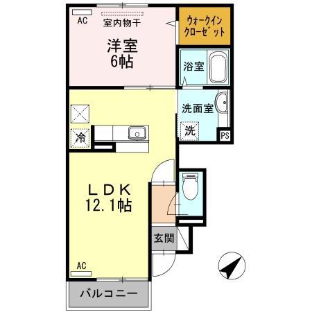 ルナステイト(1LDK/1階)の間取り写真