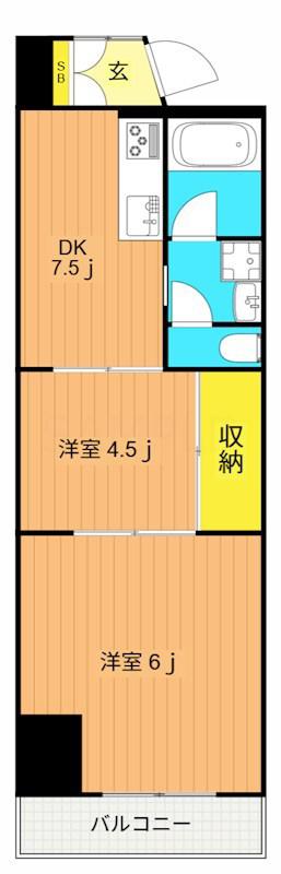 日生戸越マンション(2DK/2階)の間取り写真