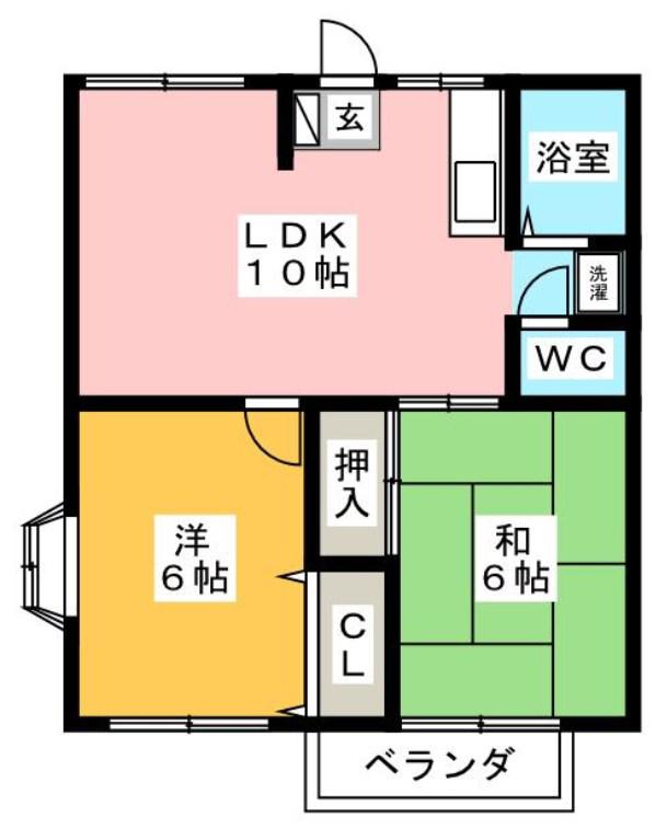 リヴィエール(2LDK/2階)の間取り写真