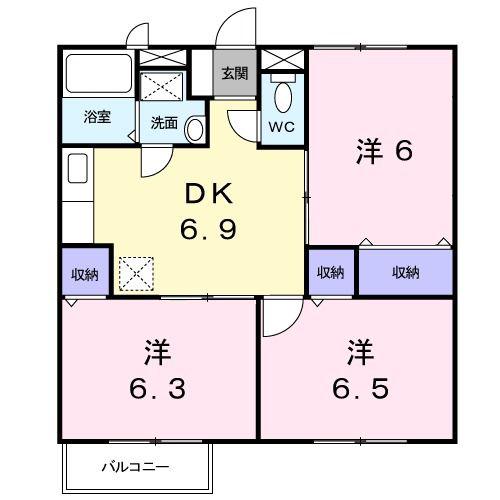 エトワール(3DK/1階)の間取り写真