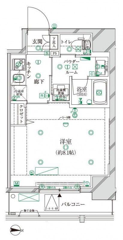クレイシア江戸川橋レーヴ(1K/2階)の間取り写真
