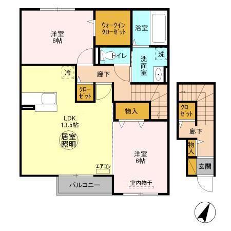 グラマードマレIII D(2LDK/2階)の間取り写真