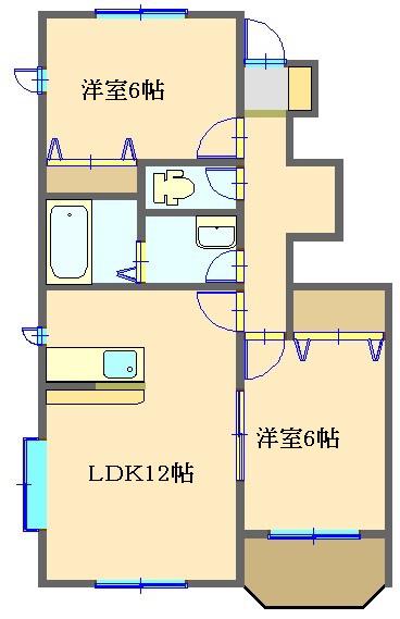 モンテ・レーヴ(2LDK/1階)の間取り写真