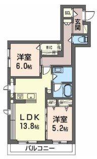 シャーメゾン オリナスパスミ(2LDK/3階)の間取り写真