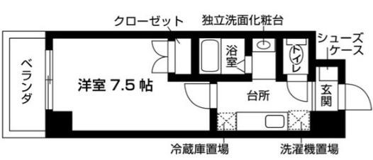 カルミア・甲子園(1K/6階)の間取り写真