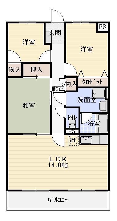 グランデ(3LDK/1階)の間取り写真