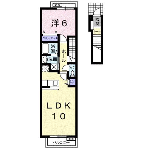 リバティハウスA(1LDK/2階)の間取り写真