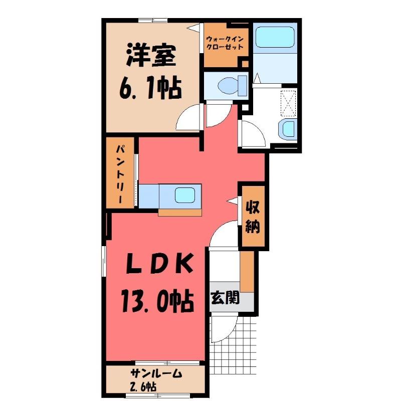 コレットB(1LDK/1階)の間取り写真