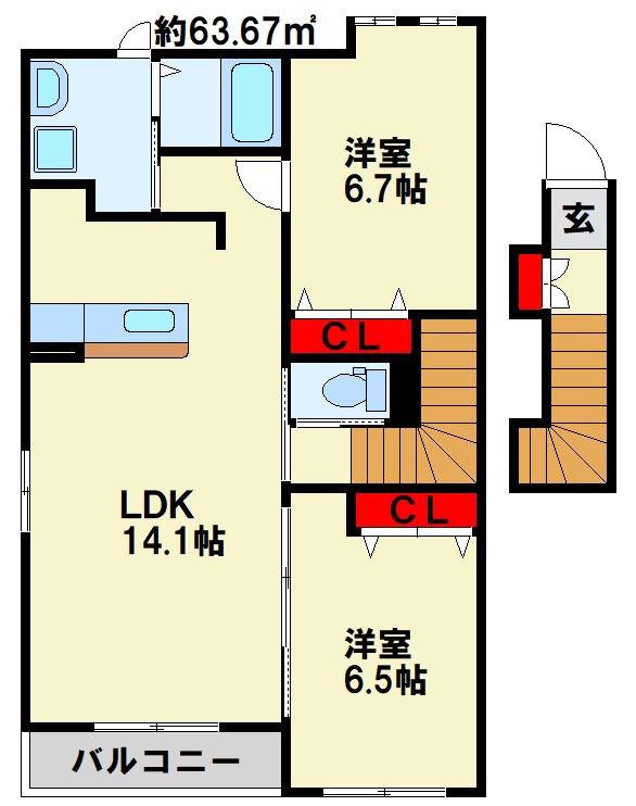 プレミアムステージ(2LDK/2階)の間取り写真