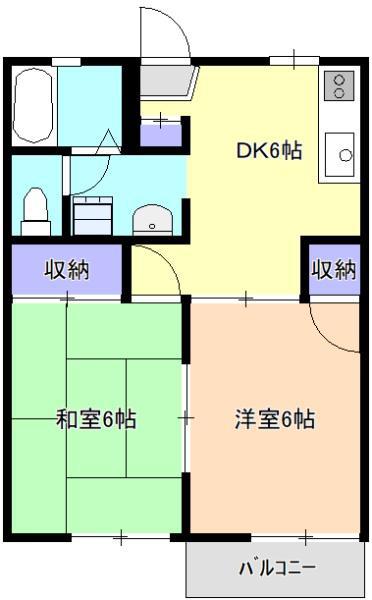 ベルローズ(2DK/1階)の間取り写真