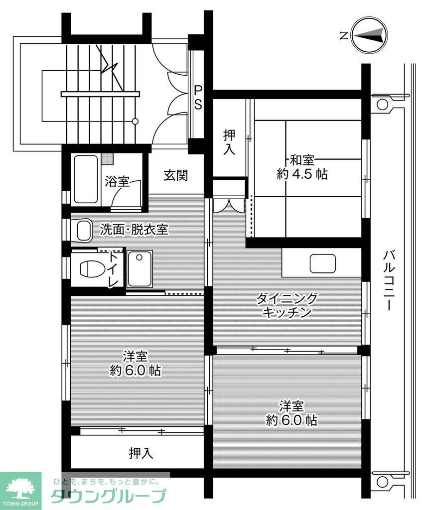 ビレッジハウス今宿2号棟(3DK/4階)の間取り写真