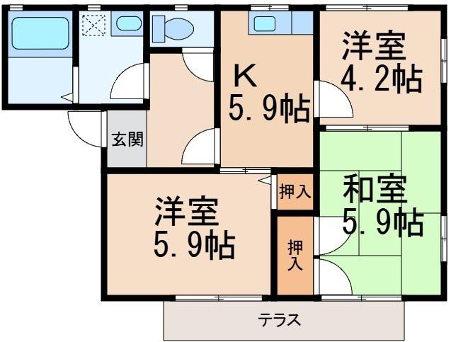 カンタービレ(3K/1階)の間取り写真