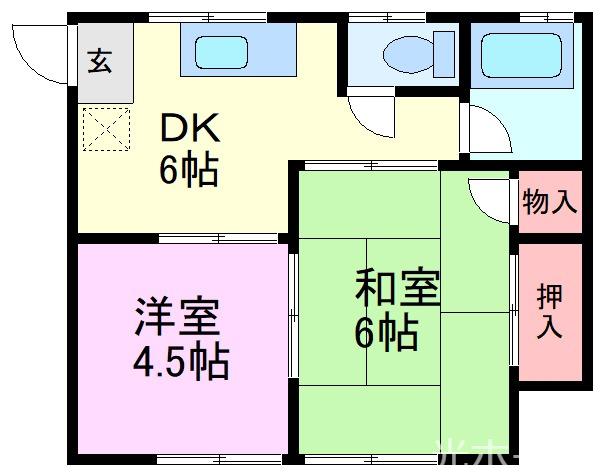 サンハウス(2DK/2階)の間取り写真