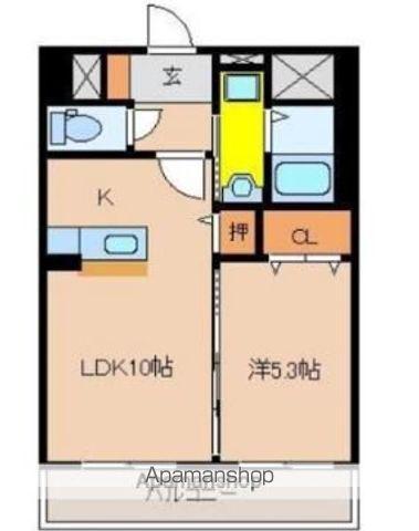 エメラルドマンション(1LDK/3階)の間取り写真