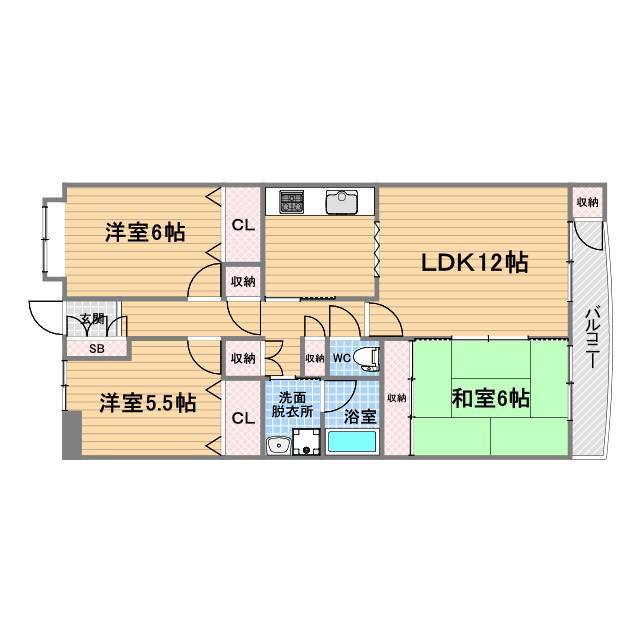 甲子園一番館(3LDK/2階)の間取り写真