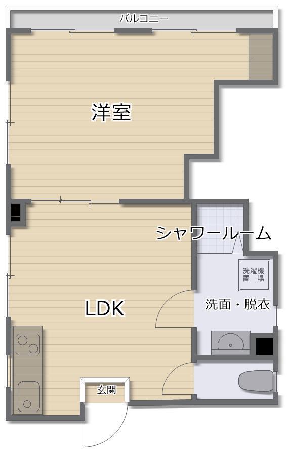 ルーラル宮ノ沖(1LDK/4階)の間取り写真