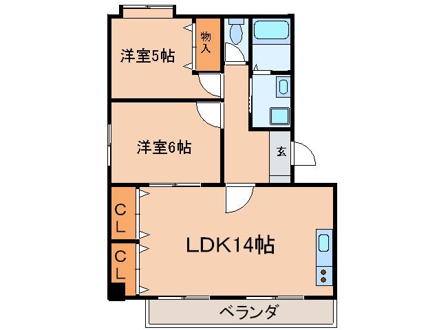 ジーライズ西味鋺A棟(2LDK/3階)の間取り写真