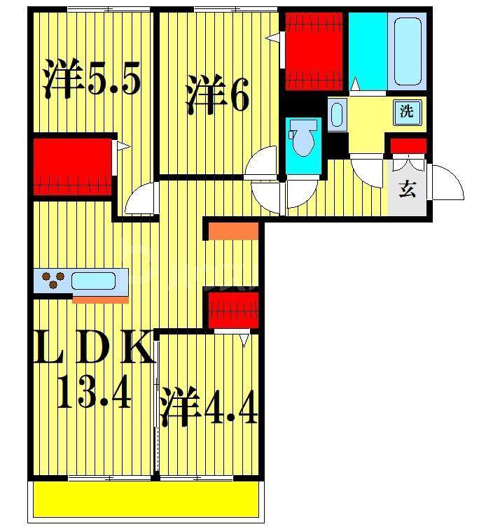 GRACECOURT(3LDK/2階)の間取り写真