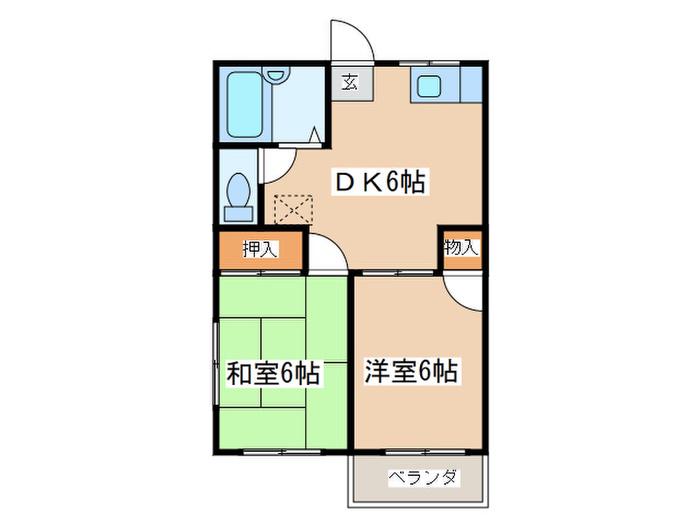 ファミーユ吉野(2DK/2階)の間取り写真
