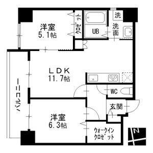 プライムコート(2LDK/6階)の間取り写真