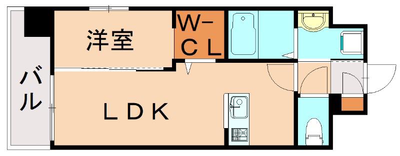 オーヴィジョンクラス浅香通(1LDK/2階)の間取り写真