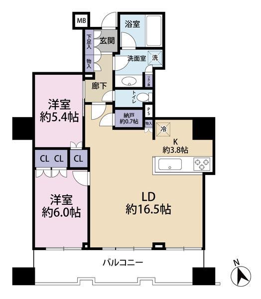 クレヴィアタワー大井町THE RESIDENCE(2SLDK/10階)の間取り写真