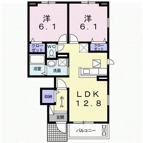 カーサ アバンツァート(2LDK/1階)の間取り写真
