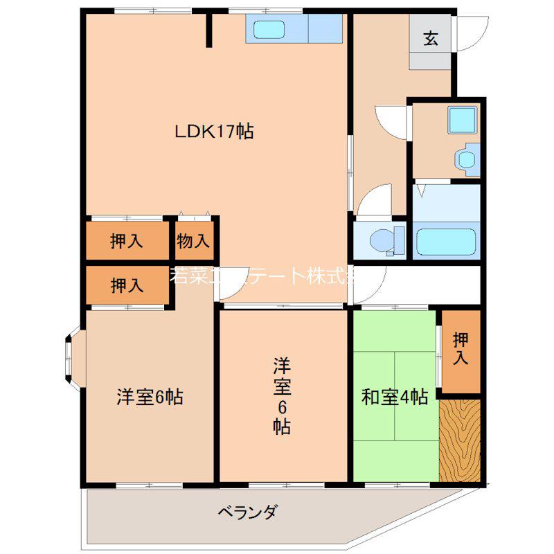 竹野屋ビル(3LDK/3階)の間取り写真
