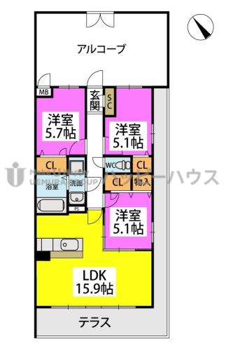 MM-7(3LDK/1階)の間取り写真