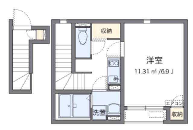 クレイノブレスボヌール(1K/2階)の間取り写真