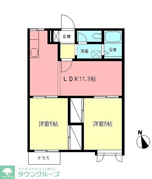 シャトーフロントナック(2LDK/1階)の間取り写真