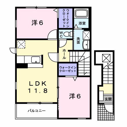 ドリームモード(2LDK/2階)の間取り写真