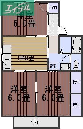 コーポラス小西A(3DK/1階)の間取り写真