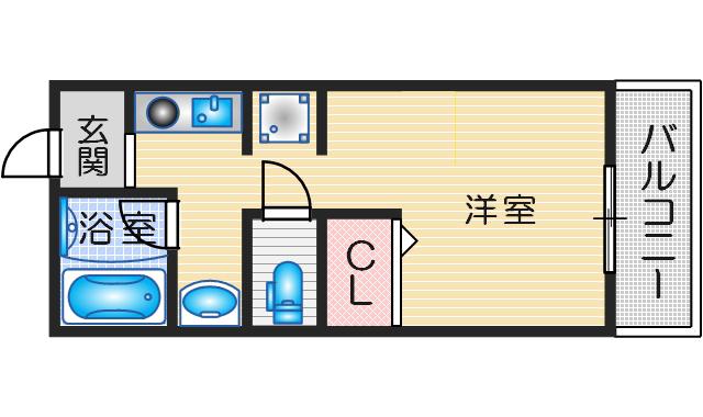 ルミナス岸部(ワンルーム/2階)の間取り写真