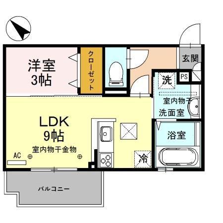 MAIRO(1LDK/1階)の間取り写真