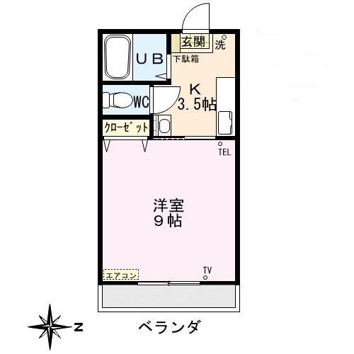 レセオ華園(1K/1階)の間取り写真