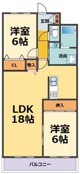 クレスト289(2LDK/3階)の間取り写真
