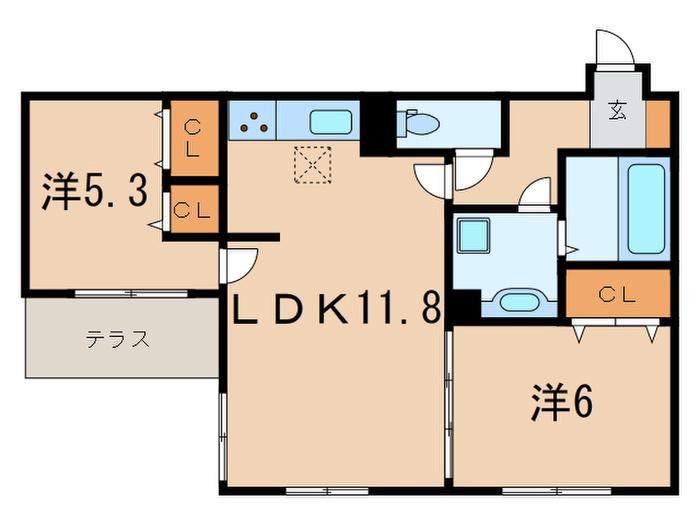 グレイスコート本山中町(2LDK/1階)の間取り写真