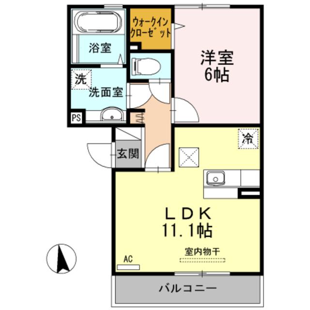 ソレアードS(1LDK/2階)の間取り写真